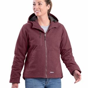 Berne Women’s Heather Duck Hooded Jacket Full Zip Insulated Workwear in Red XL